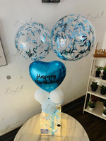Load image into Gallery viewer, Celestial Birthday Surprise featuring blue birthday balloons and decorative cake gift box