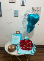 Load image into Gallery viewer, Blue Theme Roses, Cake &amp; Balloon Gift Hamper