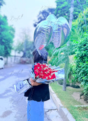 Flora Velvet | Premium Red Rose Bouquet with Balloons