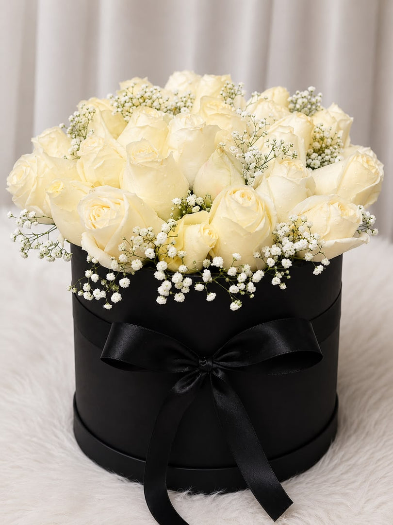 Ivory Blossom White Flower Bouquet with Baby's Breath