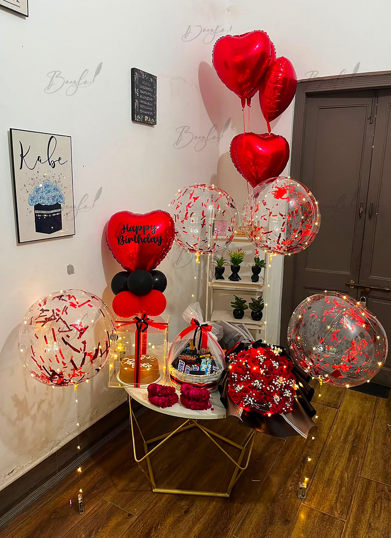 Velvet Rouge red heart balloon birthday decoration