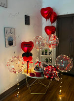 Load image into Gallery viewer, Velvet Rouge birthday setup with confetti balloons