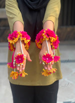 Load image into Gallery viewer, Genda Pearl pink and yellow floral hand accessory