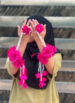 Load image into Gallery viewer, Pink and yellow flower accessory with pearl strands