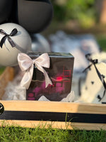 Load image into Gallery viewer, Close-up of curated black and white birthday gift box