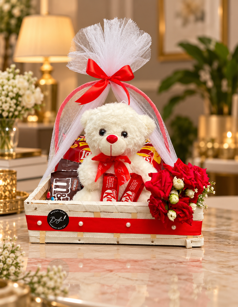 Teddy Valentine Gift Basket | GB-229