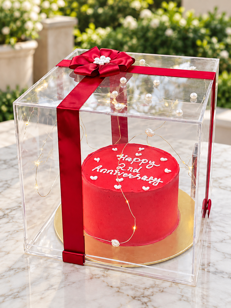 LoveGlow Anniversary Cake in Acrylic Box GC-038