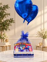 Load image into Gallery viewer, Blue Gift Basket with Heart Balloons | GB-178