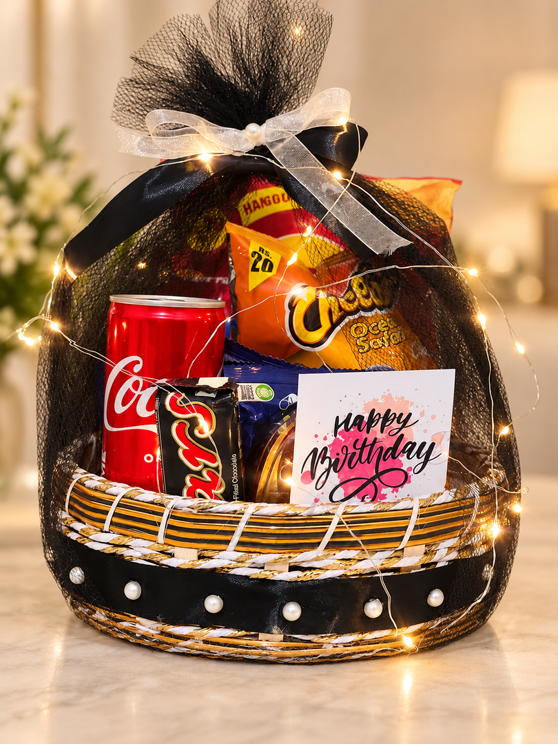 Black Themed Birthday Gift Basket | GB-037
