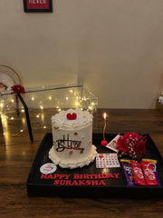 Birthday Bliss Luxe cake gift box with roses, chocolates, fairy lights and personalized birthday decoration