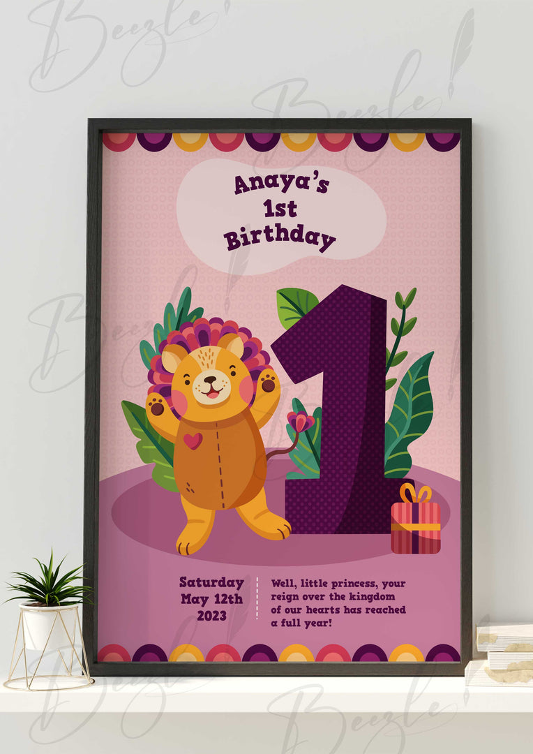 1st Birthday Frame With Customized Name & Date | BFB-007