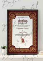 Load image into Gallery viewer, The Nikah Certificate Attractive Dark Maroon &amp; Golden Design | NC-152
