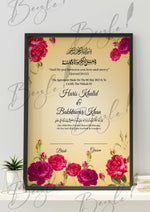 Load image into Gallery viewer, Nikah Certificate With Pink Attractive Flowers Design | NC-130
