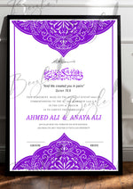 Load image into Gallery viewer, Nikah Certificate With Purple Color Print &amp; Name | NC-138
