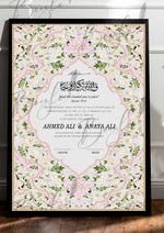 Load image into Gallery viewer, The Premium Nikah Certificate With Green &amp; Pink Design | NC-063
