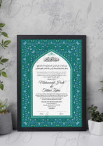 Load image into Gallery viewer, Nikah Certificate with Traditional Green Islamic Wedding Frame | NC-044
