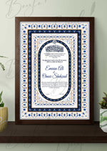 Load image into Gallery viewer, Customized Nikah Certificate With Blue &amp; Black Design | NC-085
