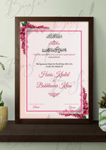 Load image into Gallery viewer, Customized Nikkah Certificate with Pink Flower Design | NC-086
