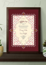 Load image into Gallery viewer, Nikah Certificate With a Combination of Maroon &amp; Pink Design | NC-067
