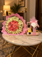 Load image into Gallery viewer, Blush Floral Keepsake with pink and ivory flower bouquet and elegant gift basket