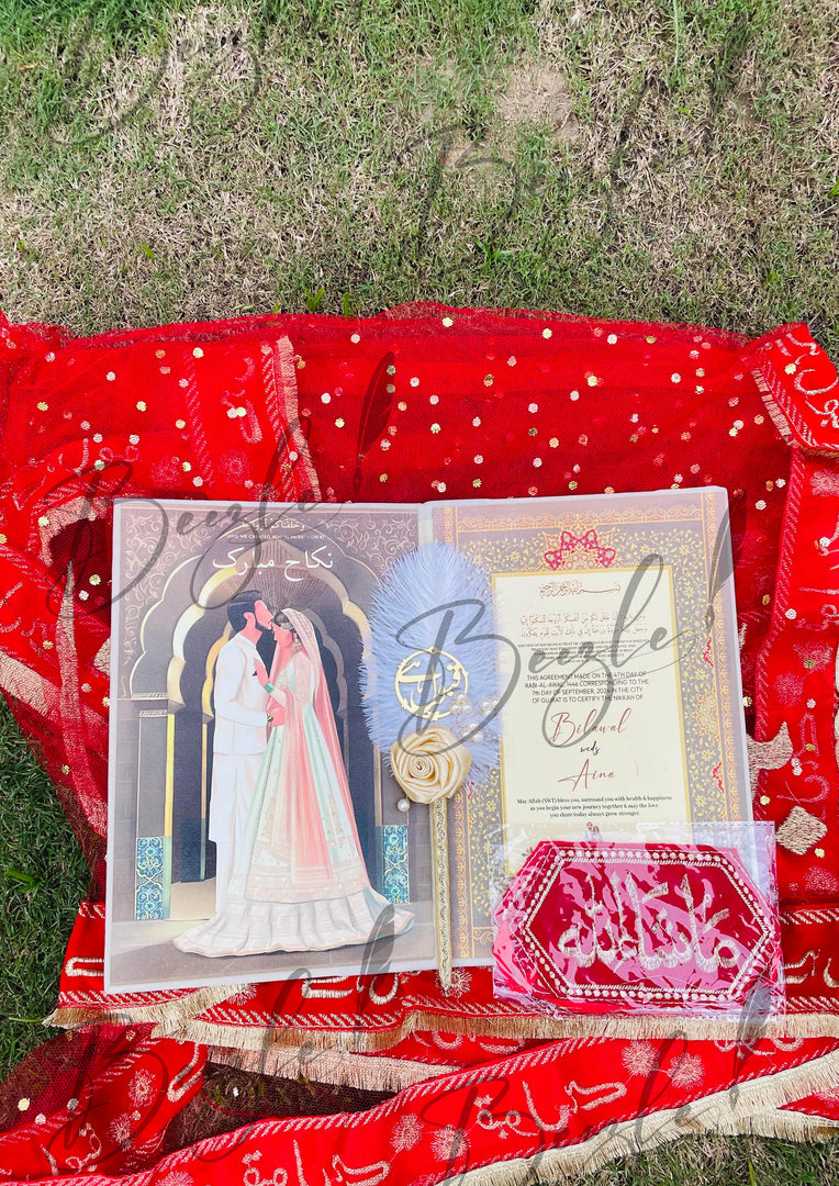 The Best Deal Nikah Booklet, Nikah Pen, Arm Band and the beautiful Nikkah Duppata | DEL-037