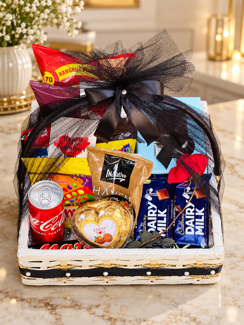 Deluxe Black & Gold Gift Basket | GB-049