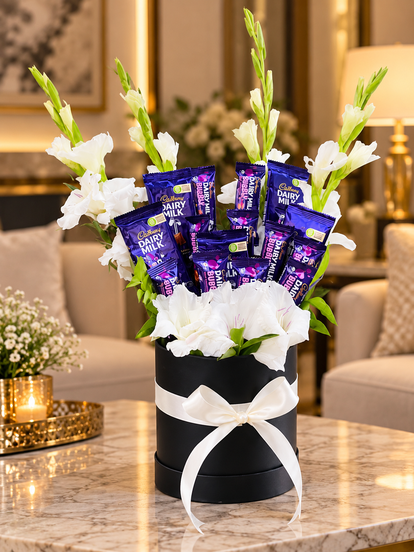 Gladiolus Floral and Chocolate Box Gift | GBO-099