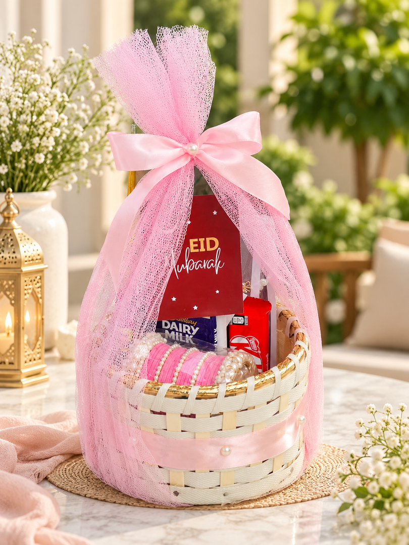 Elegant Eid Mubarak Basket with Bangles & Chocolates | GB-087