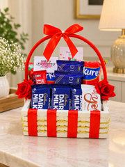 Red Ribbon Chocolates & Snacks Gift Basket | GB-115