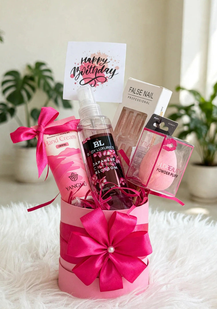 Pretty Pink Birthday Self-Care Gift Basket | GB-149