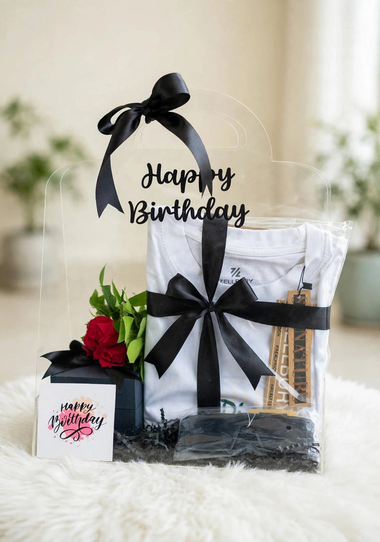 Black Ribbon Birthday Gift Box | GBO-103