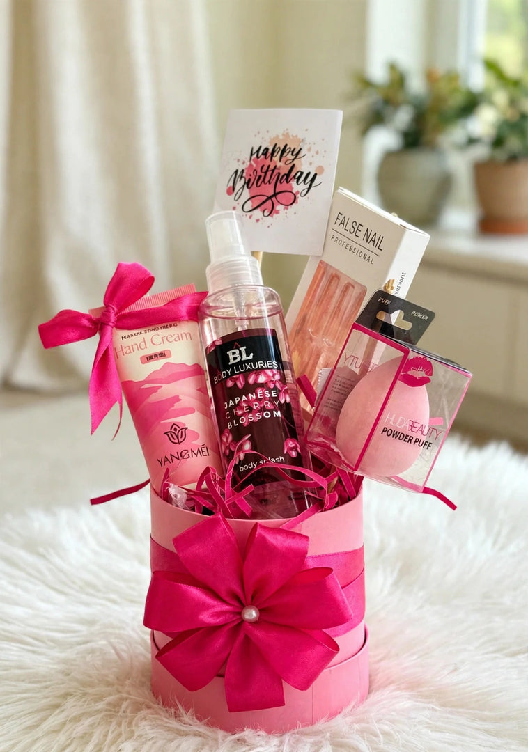 Pretty Pink Birthday Self-Care Gift Basket | GB-149