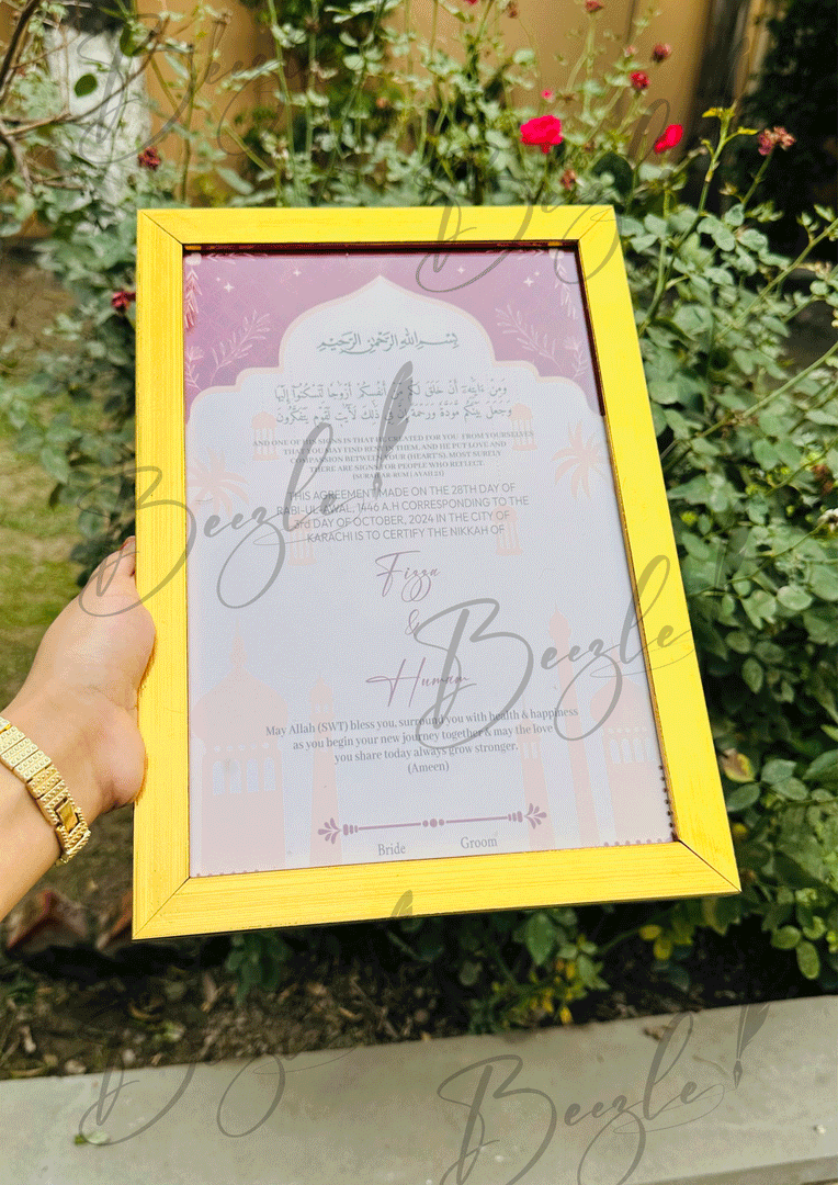 Nikah Certificate With Combination of Light Pink & Purple Design | NC-096