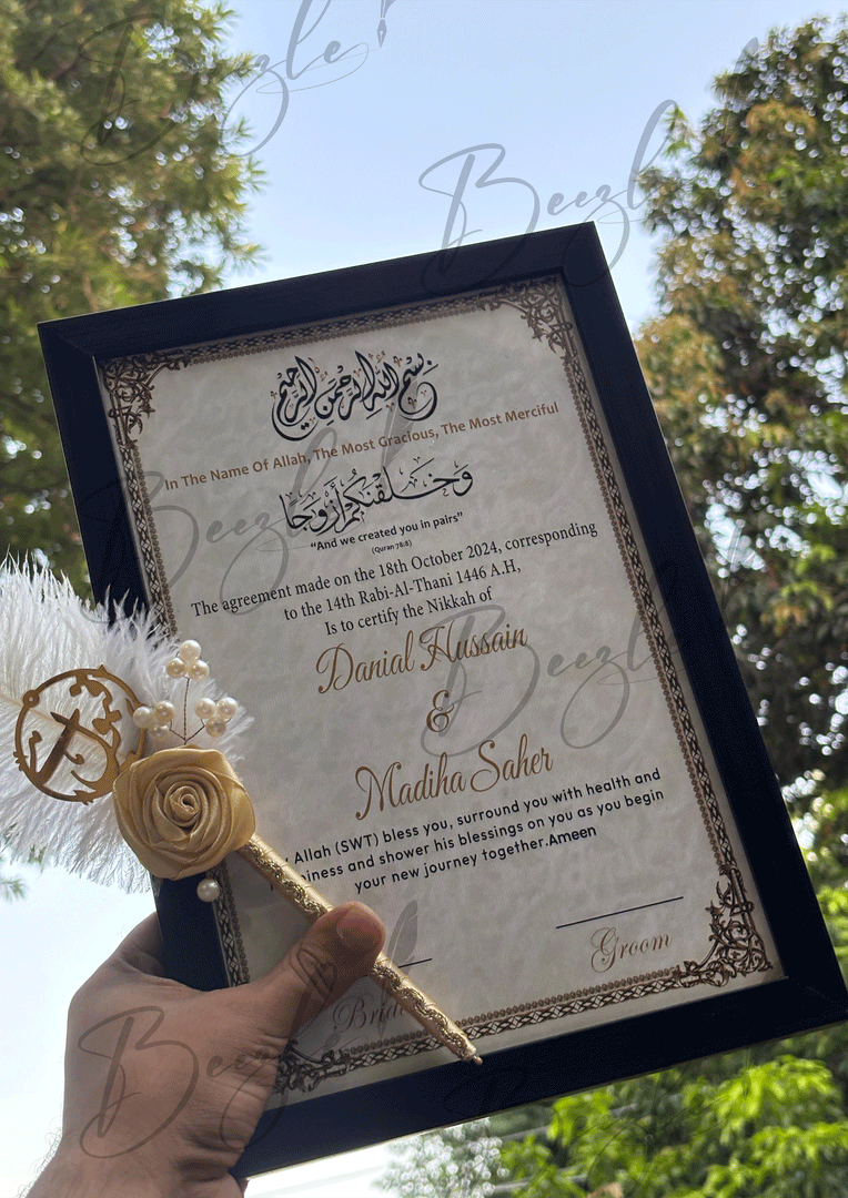 The Luxury Nikah Certificate and Beautiful Customized Nikah Pen | DEL-073