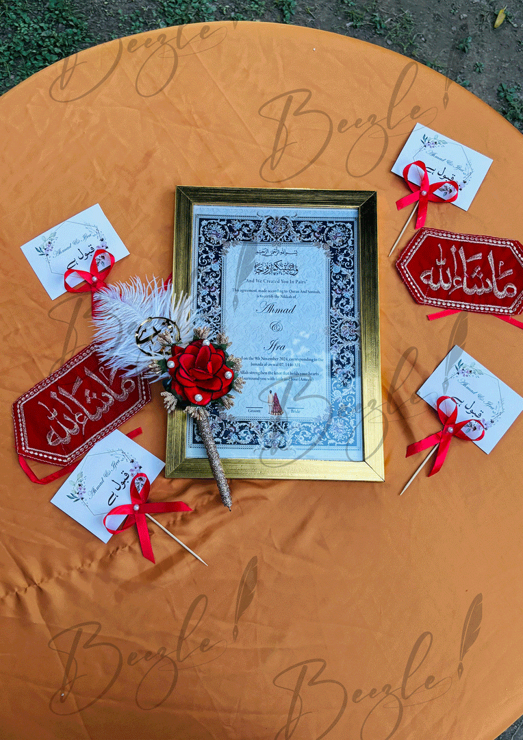 The Deal: Luxury Nikah Certificate, Nikkah Pen, Two Arm Band & Props | DEL-070