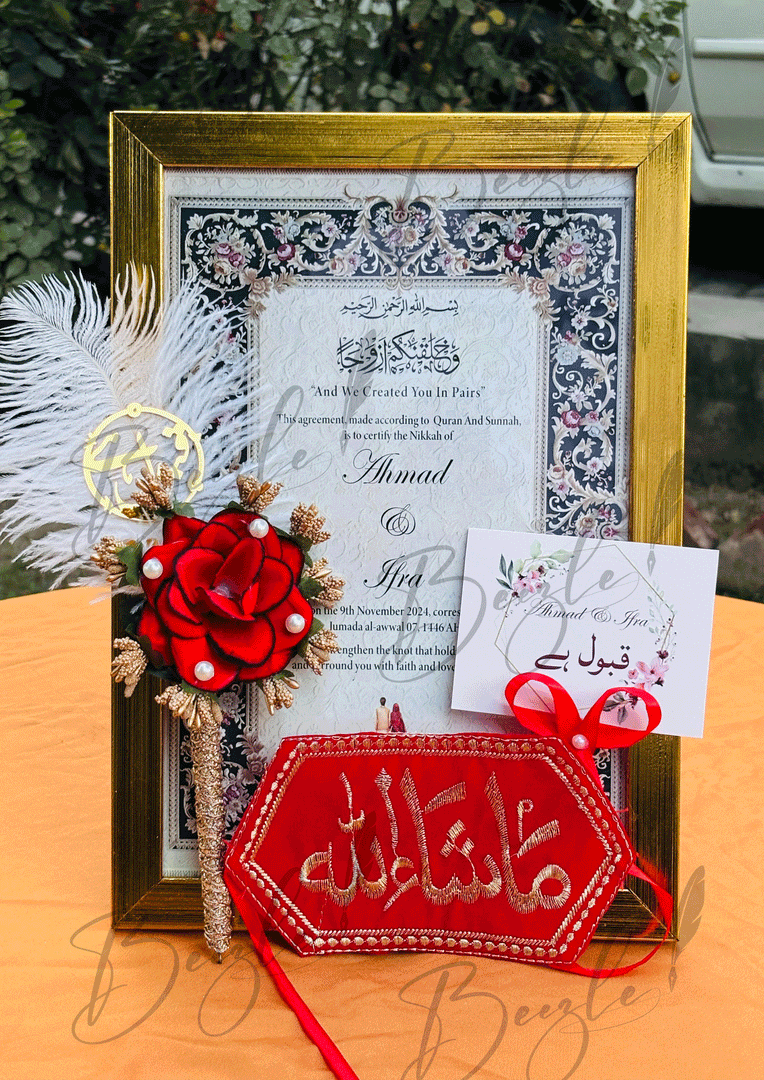 The Deal: Luxury Nikah Certificate, Nikkah Pen, Two Arm Band & Props | DEL-070