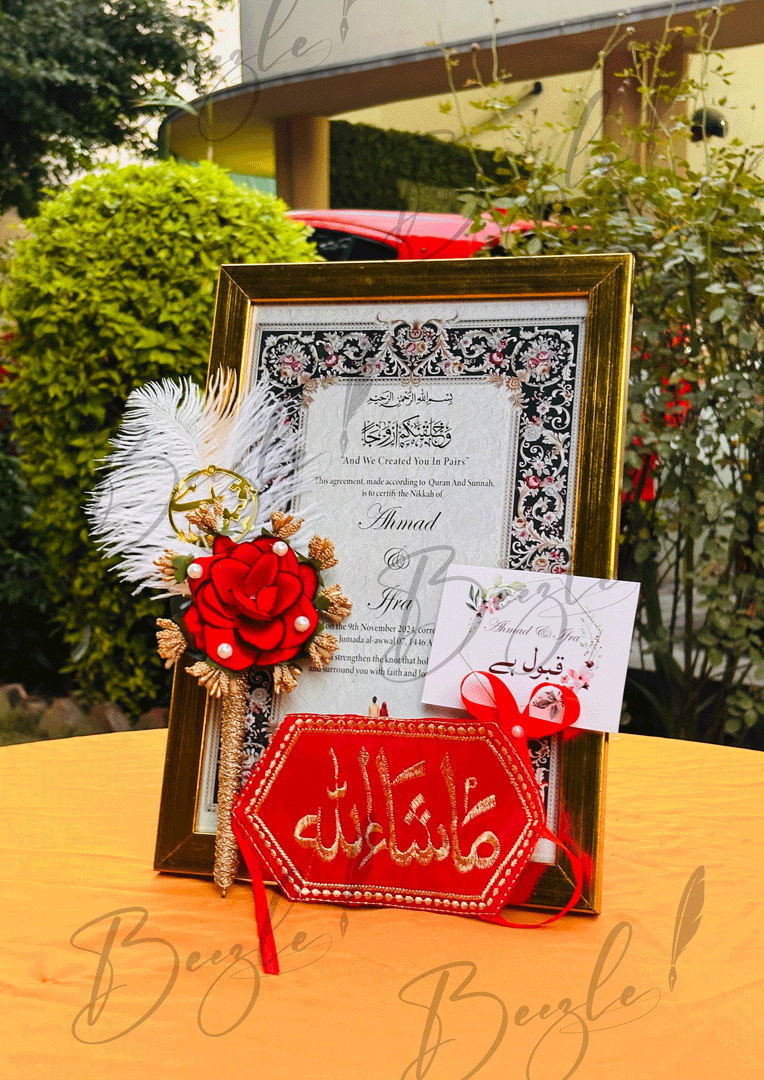 The Deal: Luxury Nikah Certificate, Nikkah Pen, Two Arm Band & Props | DEL-070