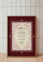 Load image into Gallery viewer, Nikah Certificate With a Combination of Maroon &amp; Pink Design | NC-067
