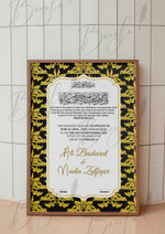 Load image into Gallery viewer, Nikah Certificate With Golden &amp; Black Design | NC-078
