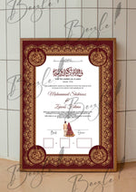 Load image into Gallery viewer, The Nikah Certificate Attractive Dark Maroon &amp; Golden Design | NC-152
