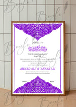 Load image into Gallery viewer, Nikah Certificate With Purple Color Print &amp; Name | NC-138
