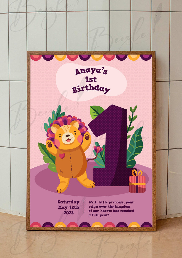 1st Birthday Frame With Customized Name & Date | BFB-007