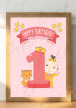 Load image into Gallery viewer, 1st Birthday Frame in Pink Color | BFB-006
