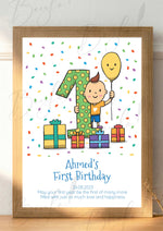 Load image into Gallery viewer, Customized 1st Birthday Frame With Classic Print | BFB-001
