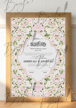 Load image into Gallery viewer, The Premium Nikah Certificate With Green &amp; Pink Design | NC-063
