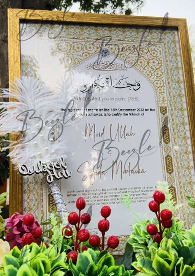 Customized Golden Nikkah Certificate and Nikkah Pen DEL-016