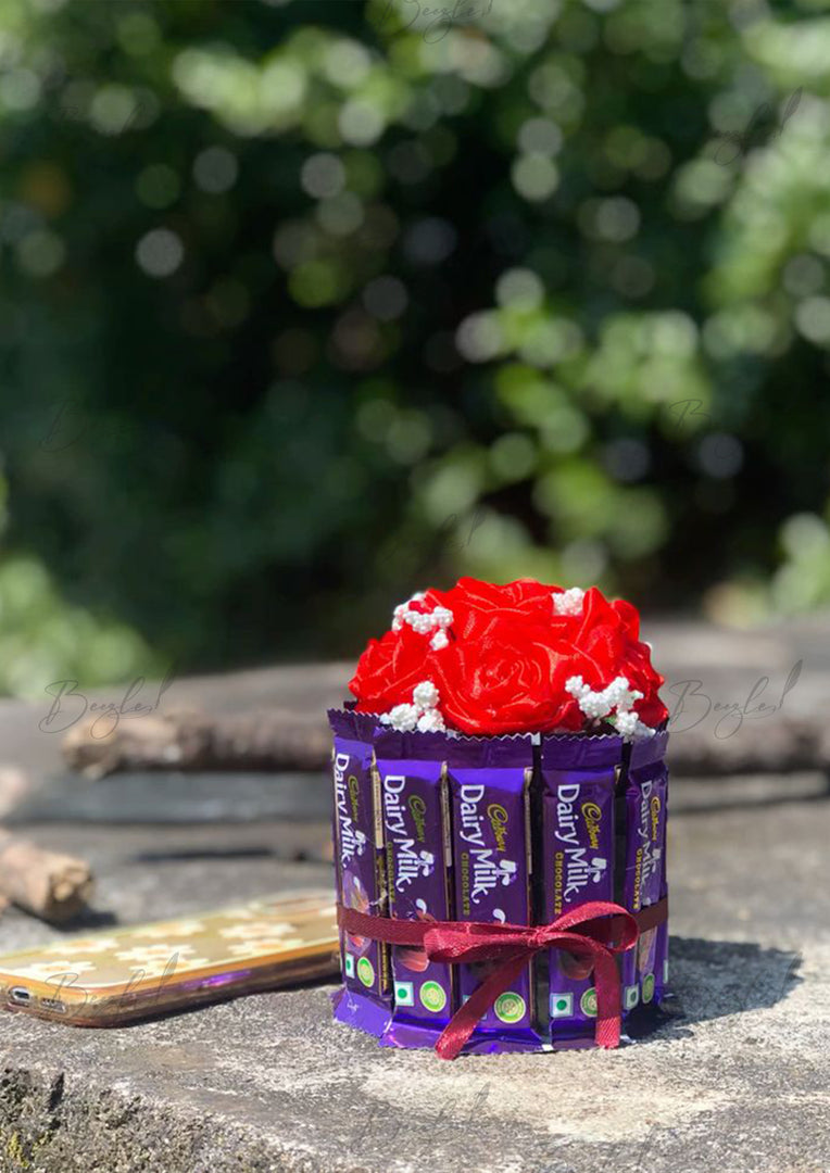 Dairy Milk Chocolate Bouquet with Red Rose Top | BCG-120