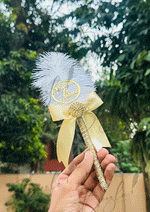 Load image into Gallery viewer, The Customized Nikah Pen Decorated with Silk Bow &amp; Feather | PEN-53
