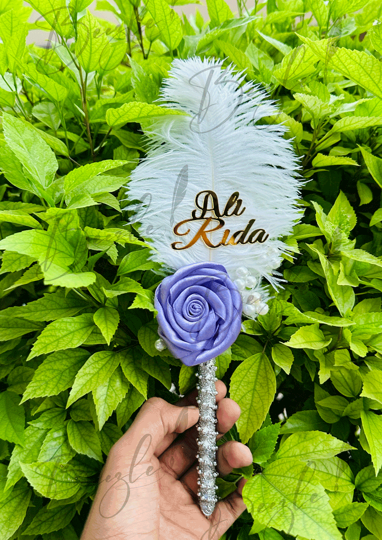 Nikkah Pen with Customized Name , Flower & Feather