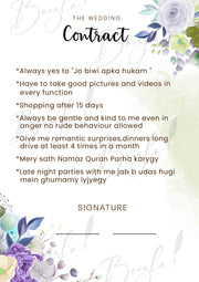 Customized Bridal Contract With Classic Print | BC-005